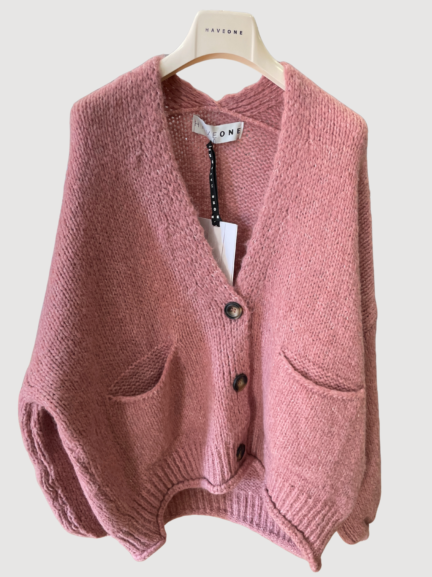 HAVEONE - Cardigan a ovetto con bottoni e tasche frontali - più colori