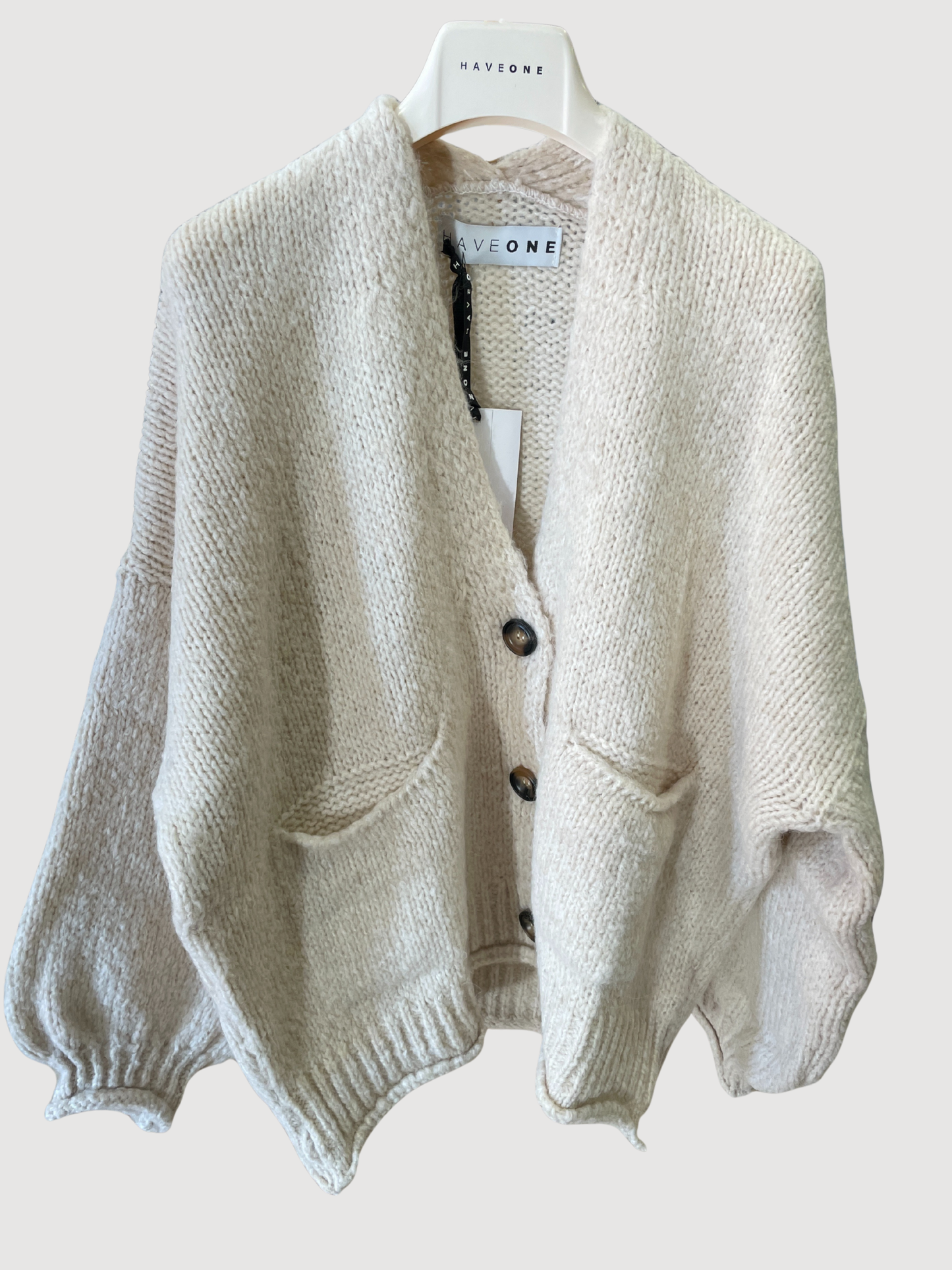 HAVEONE - Cardigan a ovetto con bottoni e tasche frontali - più colori