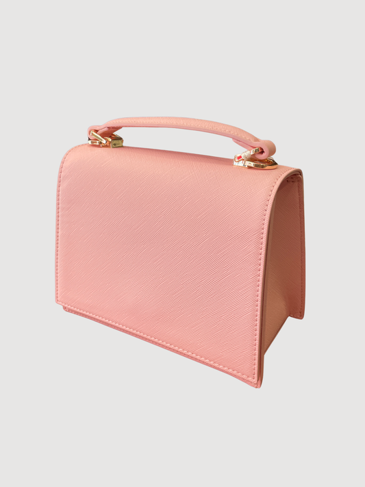 Borsa in ecopelle rosa a mano con tracolla removibile