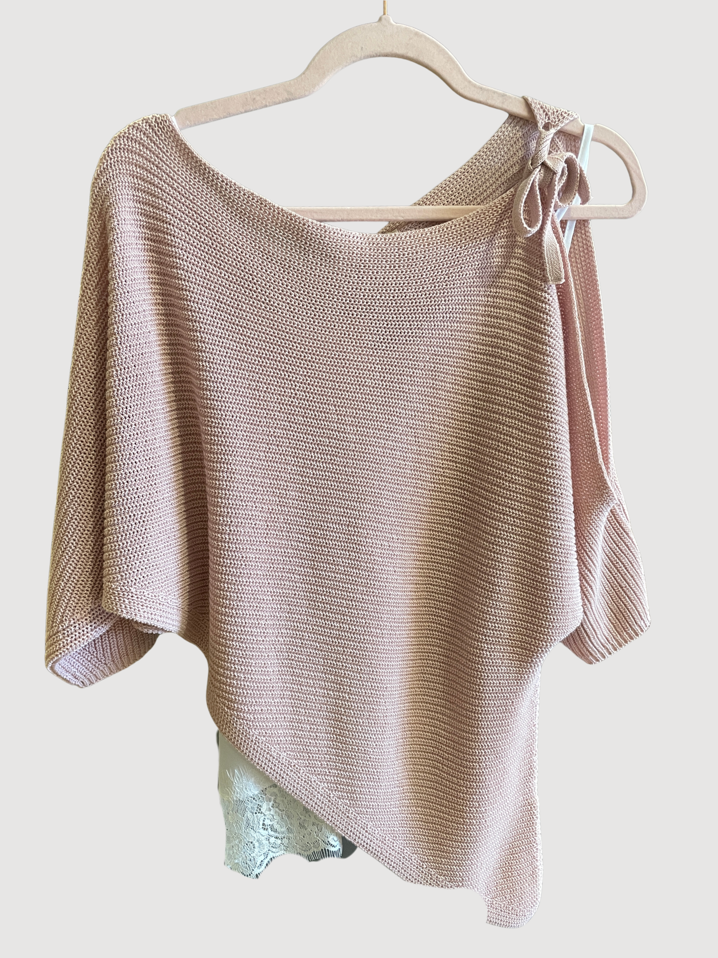 KONTATTO - Maglia cut out ecrù con canotta con pizzo rimovibile - più colori