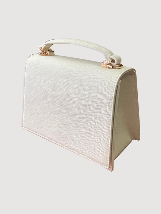 Borsa in ecopelle bianca a mano con tracolla removibile