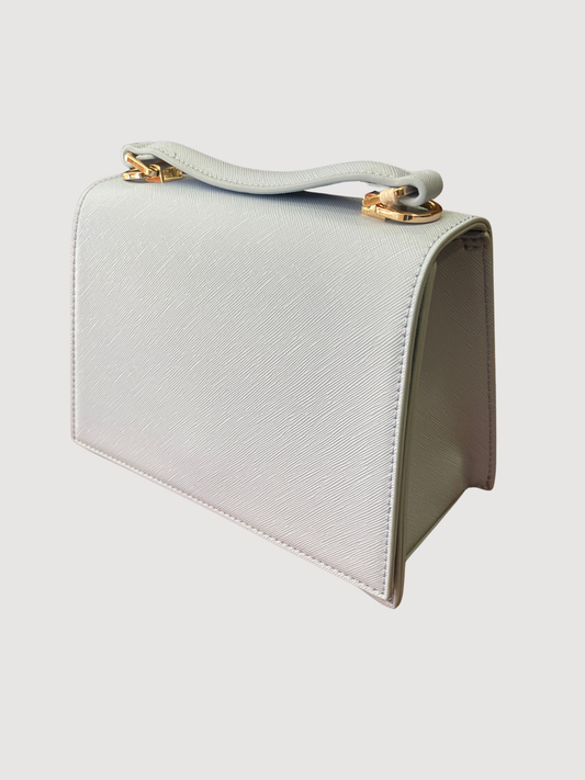 Borsa in ecopelle azzurra a mano con tracolla removibile