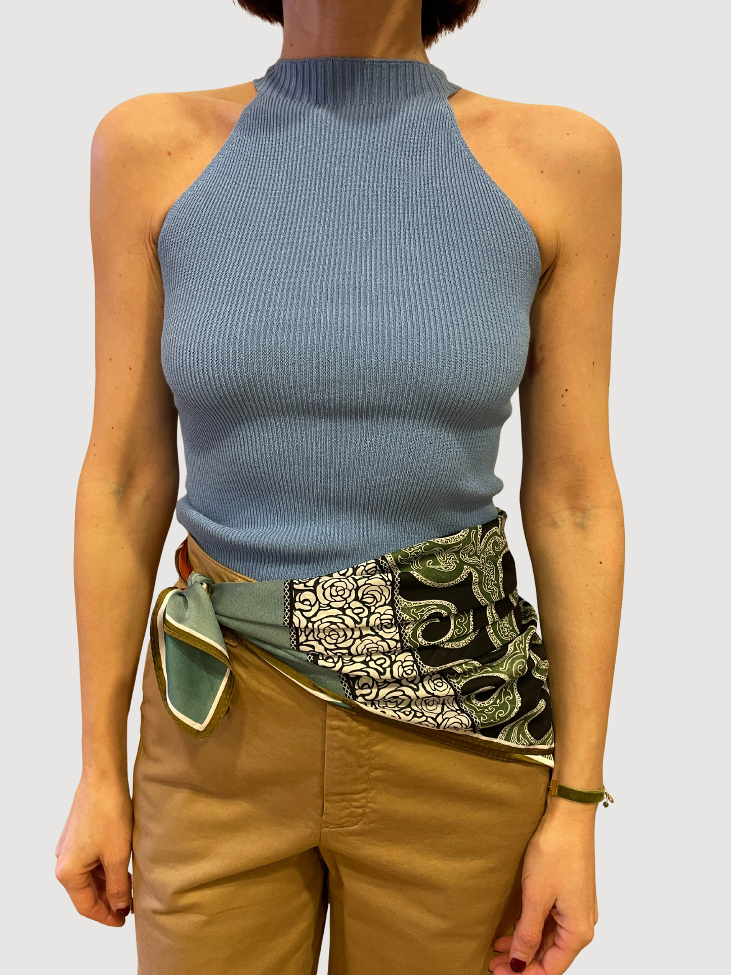 KONTATTO - Canotta in misto viscosa a costine con scollo all'americana - più colori