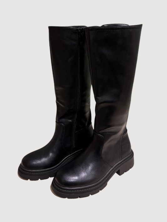 Stivale boot alto nero con zip e fascia elastica