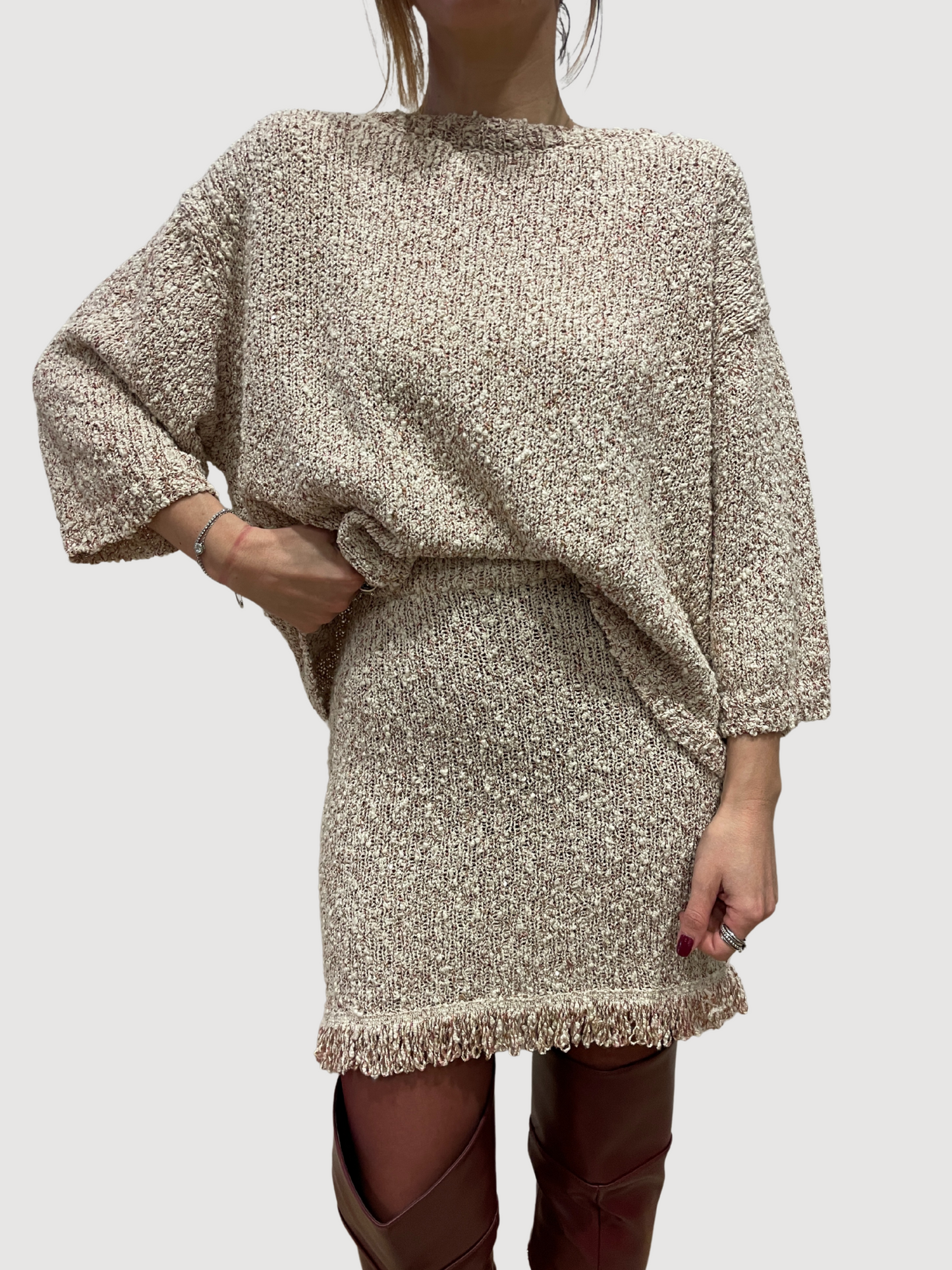 KONTATTO - Maglia a scatoletta con micro pailettes