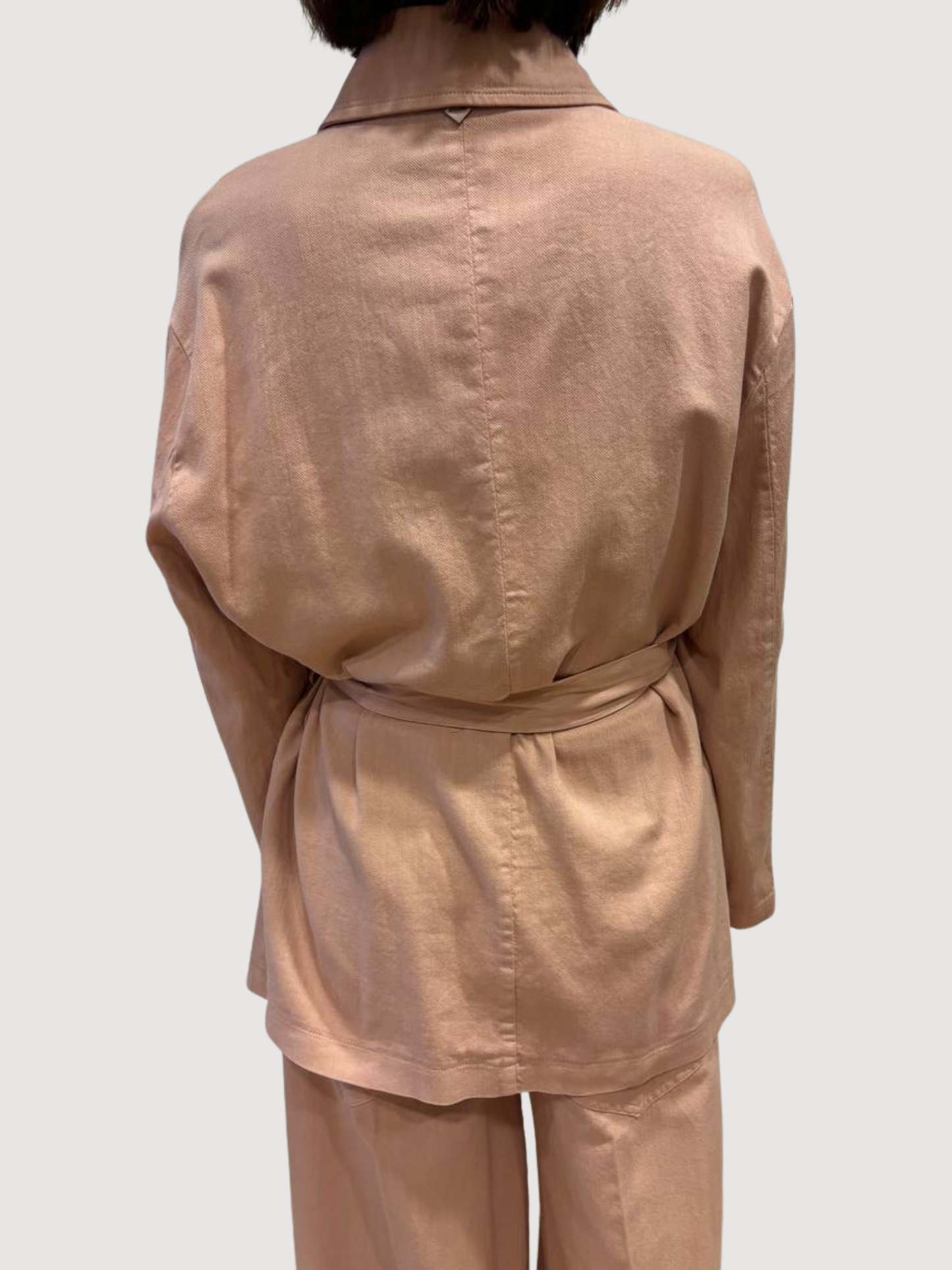 MEME ROAD - Giacca in denim nude con bottoni e cintura