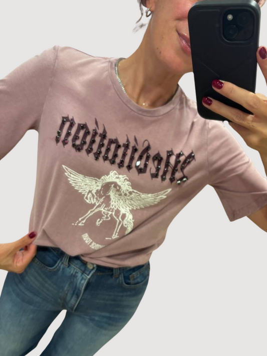 SOUVENIR - T-shirt rosa con dettaglio applicazioni