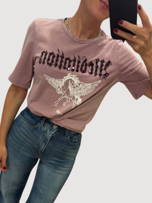 SOUVENIR - T-shirt rosa con dettaglio applicazioni