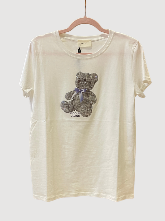 VICOLO - T-shirt in figura con orsetto di strass