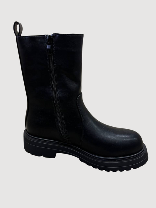 Stivaletto boot nero con platform e fascia elastica