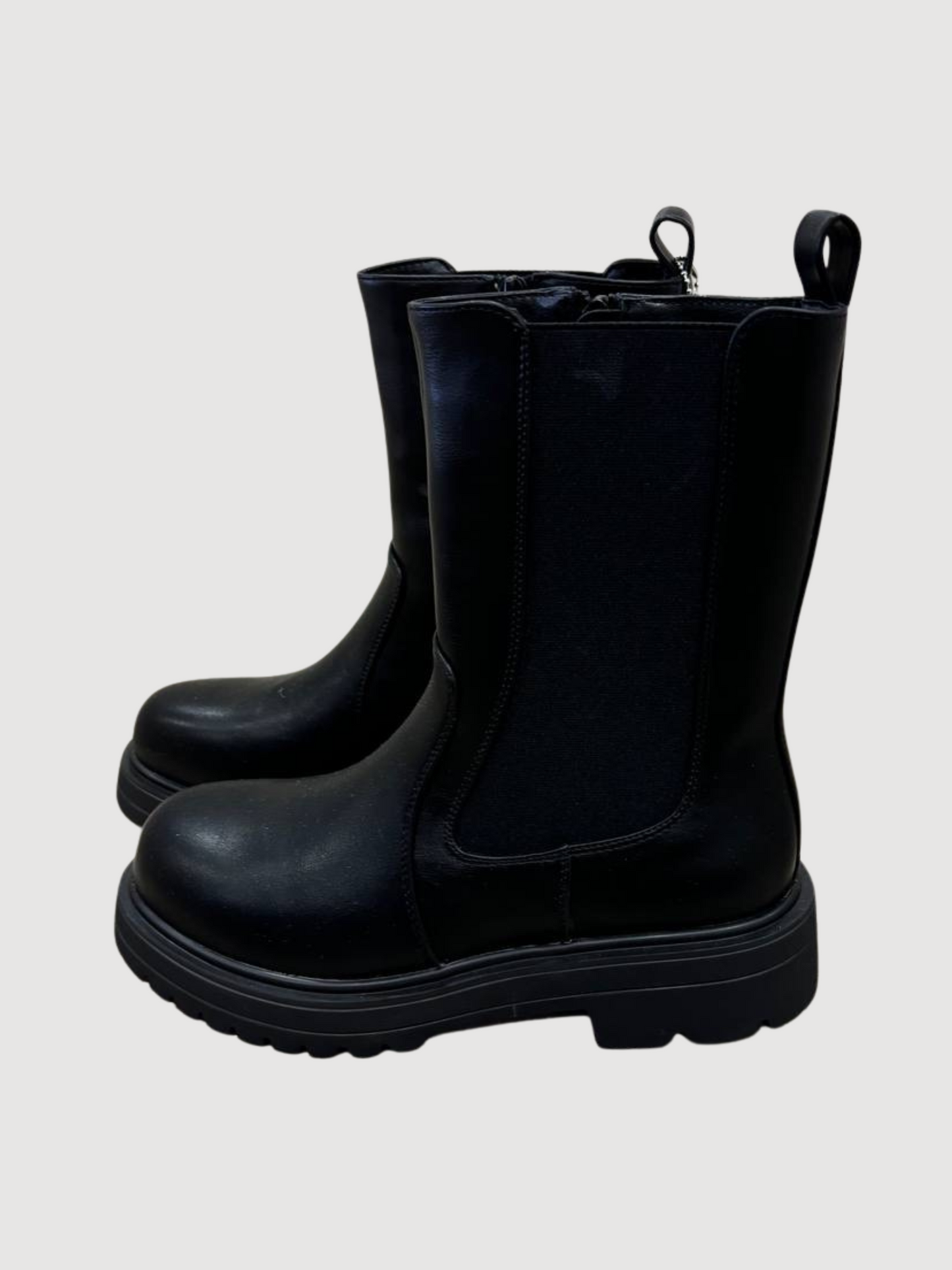Stivaletto boot nero con platform e fascia elastica