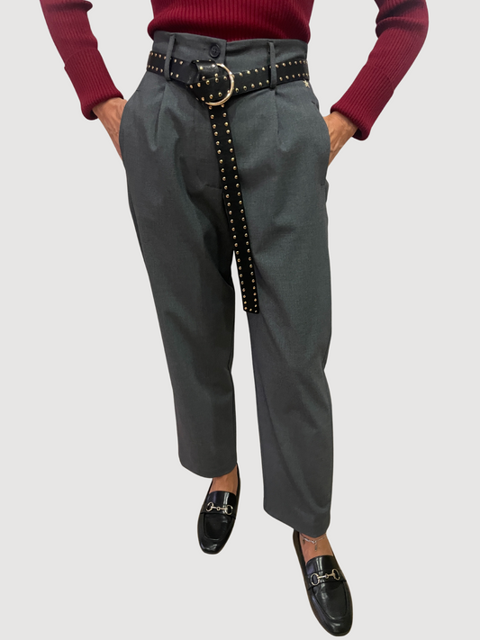 SOUVENIR - Pantalone in jersey a vita alta con pinces - più colori