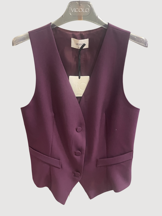 VICOLO - Gilet bordeaux con bottoni