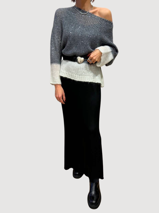 HAVEONE - Gonna lunga in viscosa nera con elastico