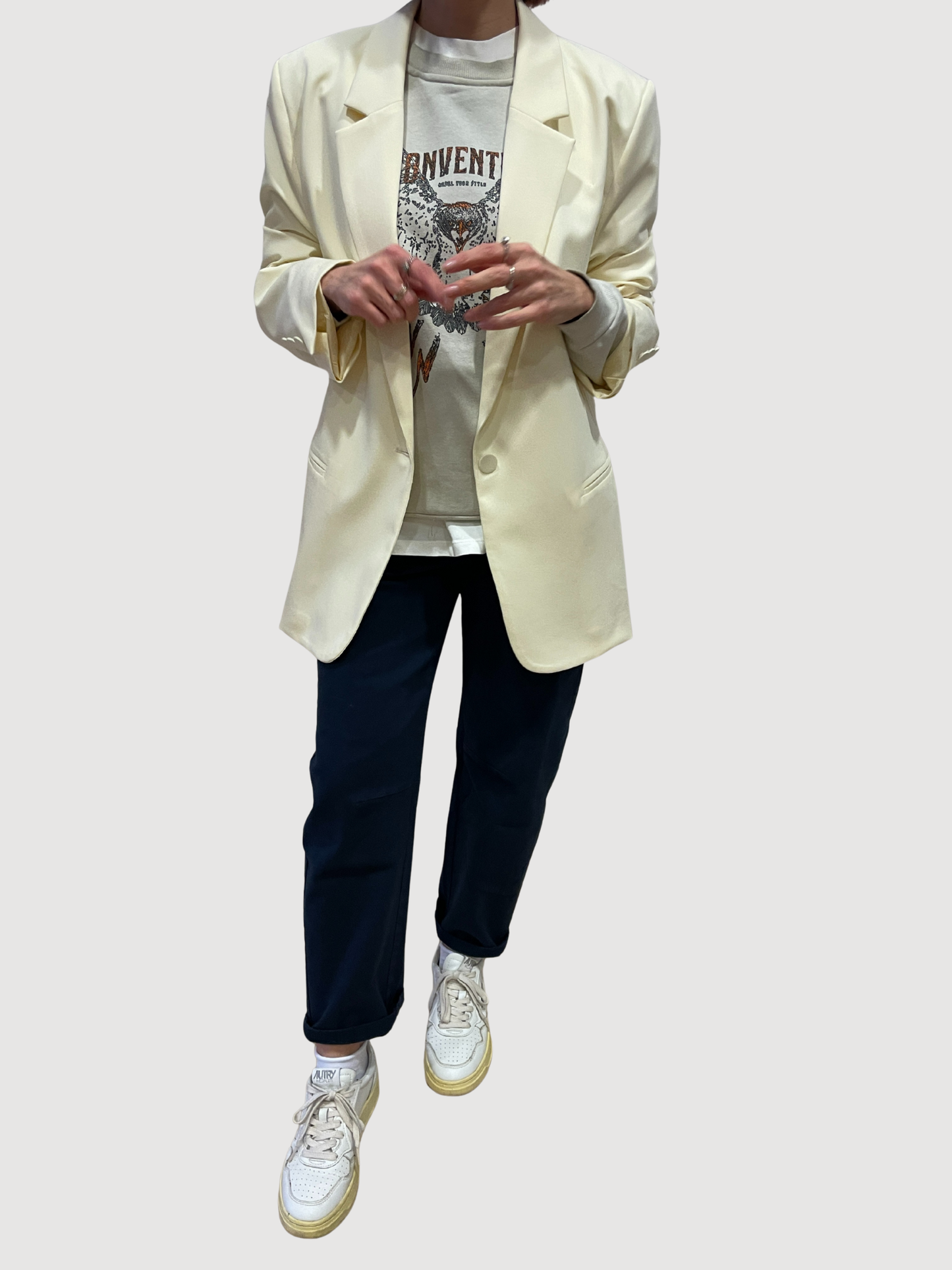 KONTATTO - Pantalone barrel color blu in cotone