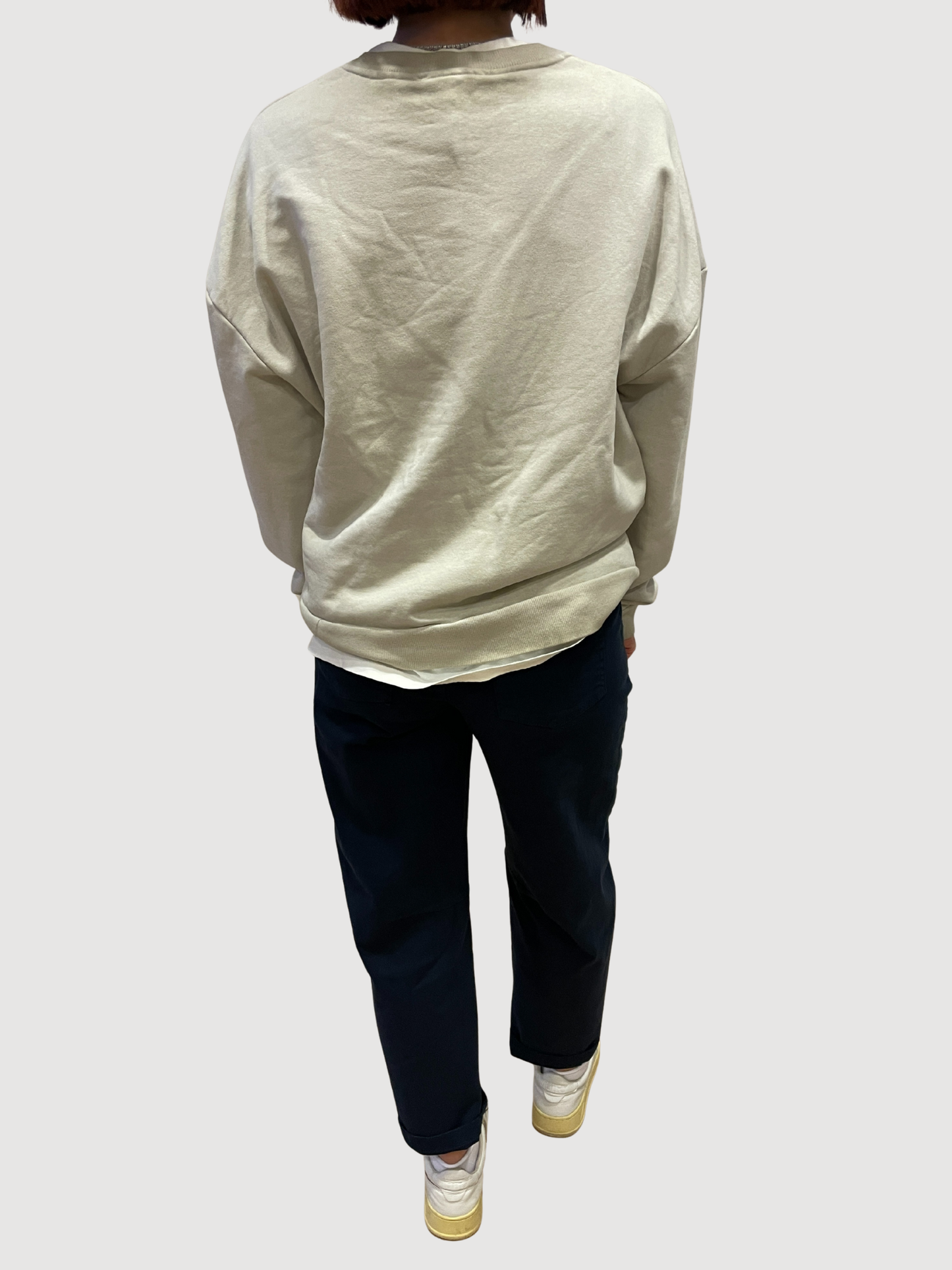 HAVEONE - Felpa morbida sabbia garzata con stampa