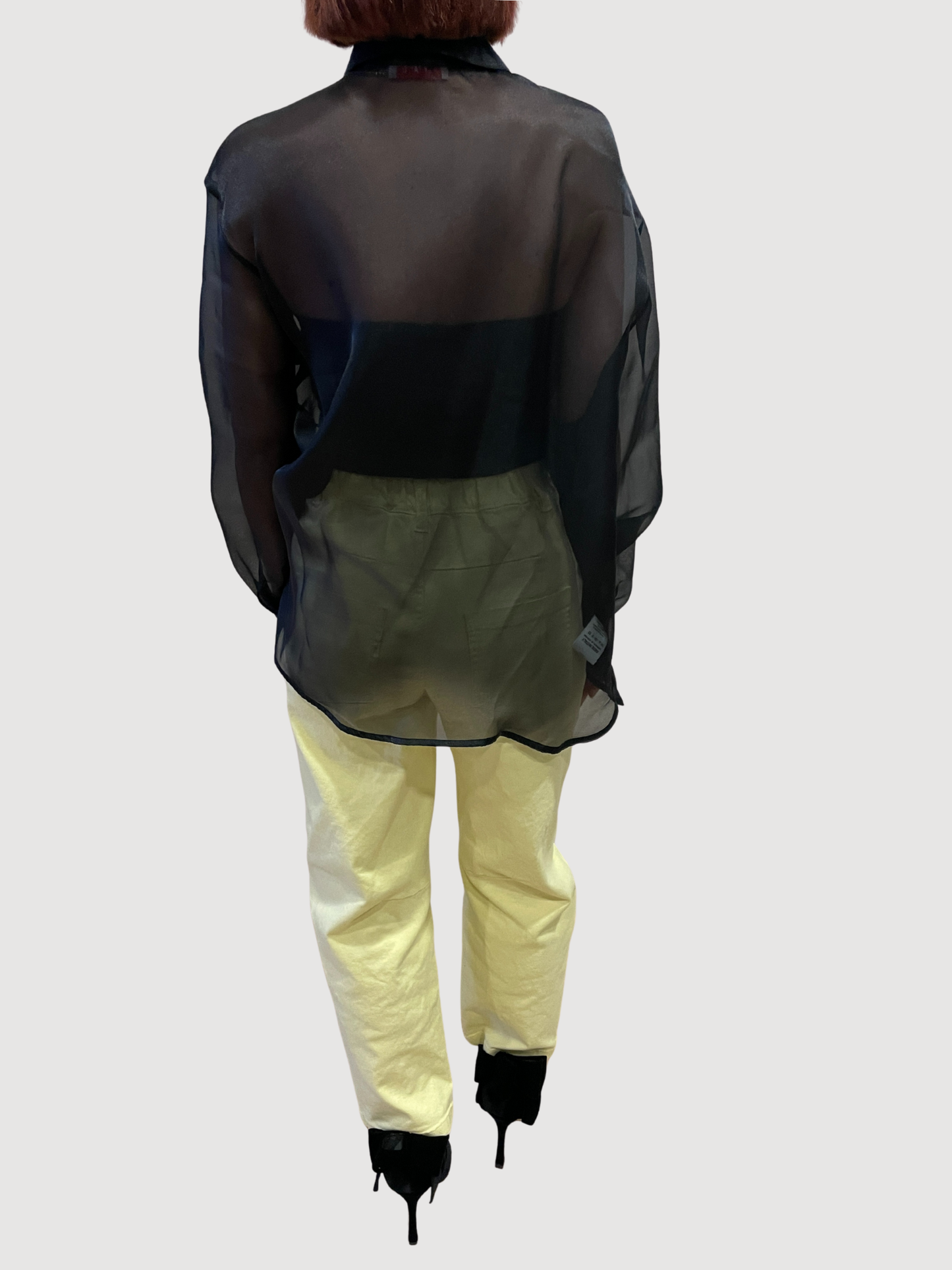 KONTATTO - Pantalone barrel color giallino in cotone