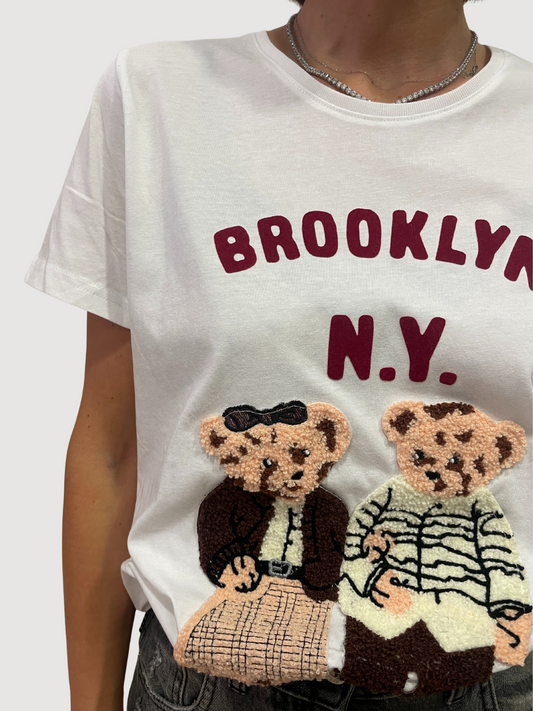 KONTATTO - T-shirt con stampa orsetti in tessuto teddy