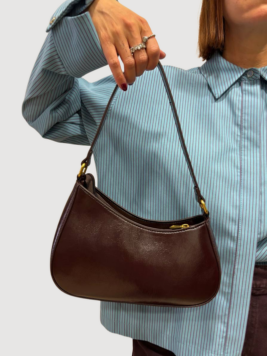 Borsa in ecopelle bordeaux asimmetrica con manico - più colori