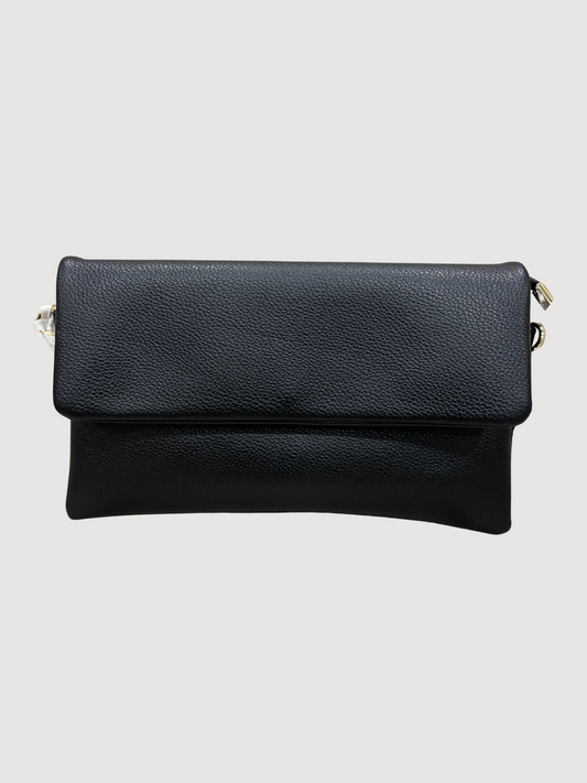Borsa pochette nera in ecopelle da portare a mano o con tracolla