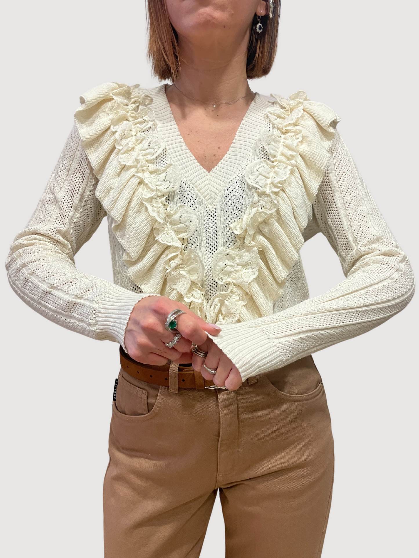 HAVEONE - Maglia burro con rouges