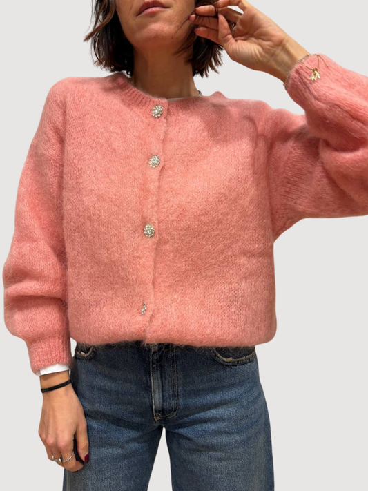 VICOLO - Cardigan in mohair con dettaglio bottoni a gioiello - più colori