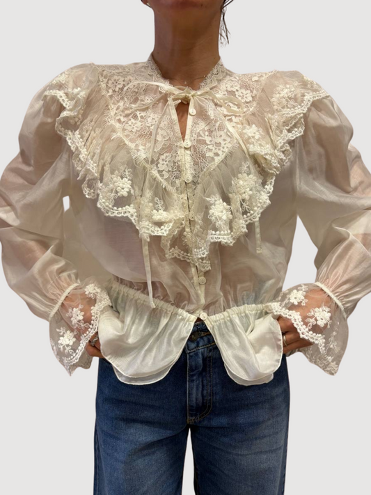 SOUVENIR - Camicia burro con dettagli in pizzo