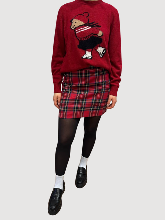 VICOLO - Maglioncino rosso a girocollo con "sciatore" -