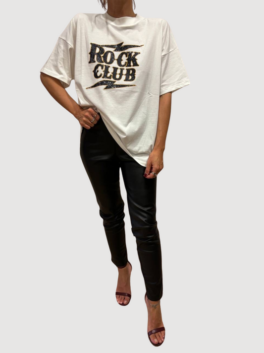 VICOLO - T-shirt over burro con scritta "rock club"