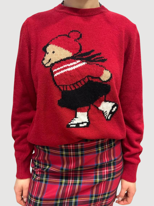 VICOLO - Maglioncino rosso a girocollo con "sciatore" -