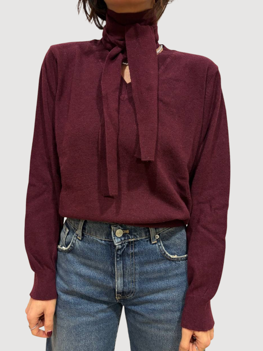 VICOLO - Maglia con scollo a V e dettaglio fiocco - più colori