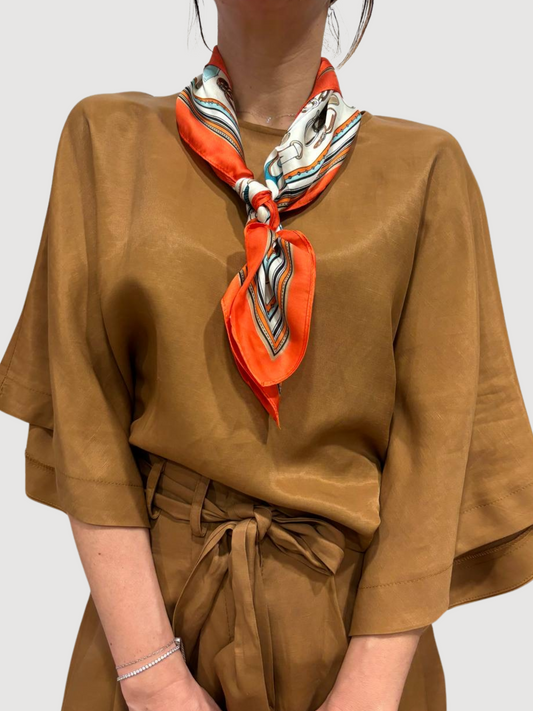 KAOS - Blusa liquirizia a mezze maniche ampie