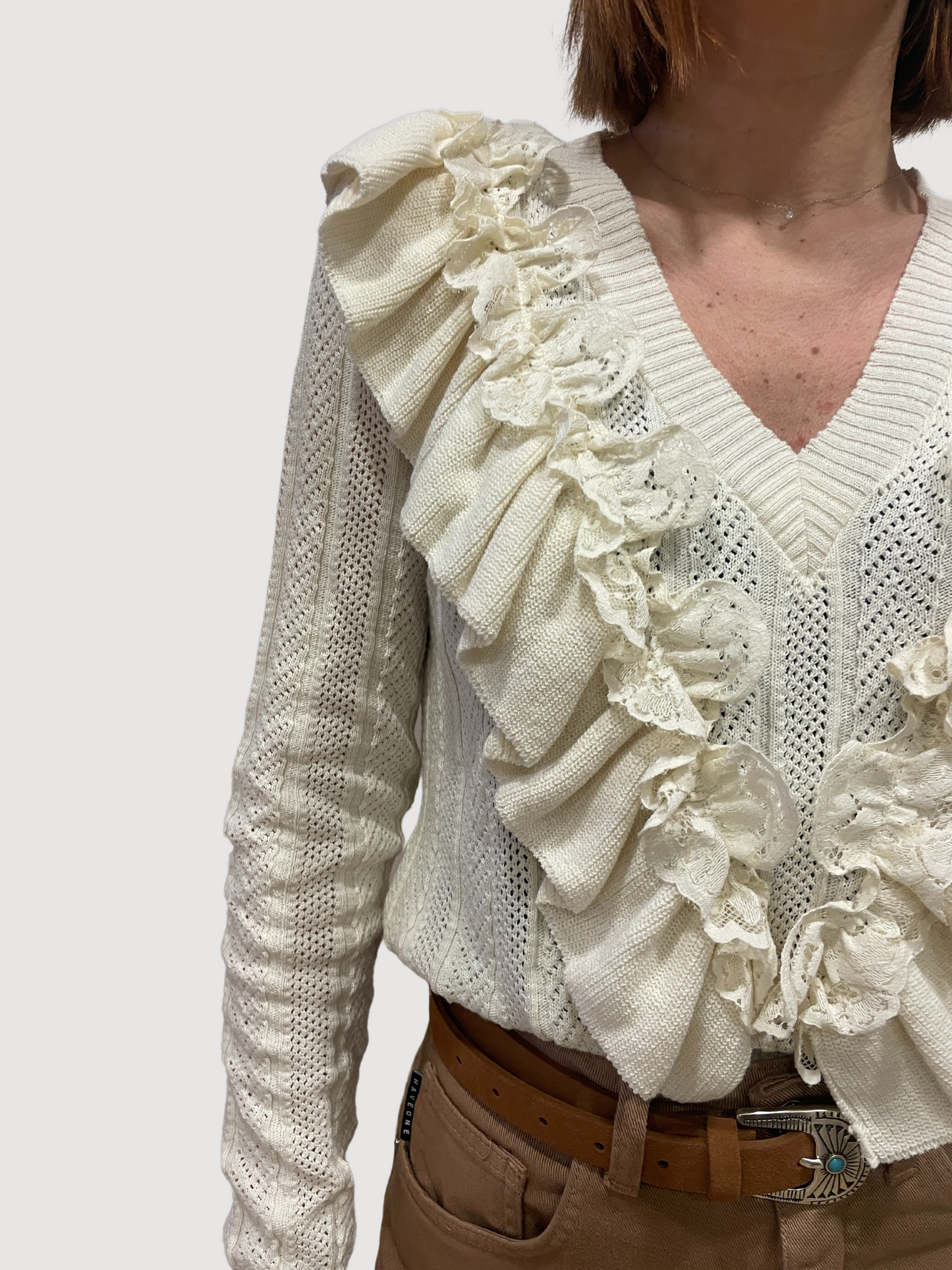 HAVEONE - Maglia burro con rouges