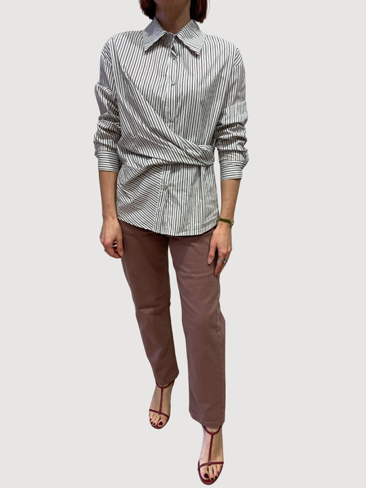 SAIPH - Camicia a righe con dettaglio arricciatura con bottoni