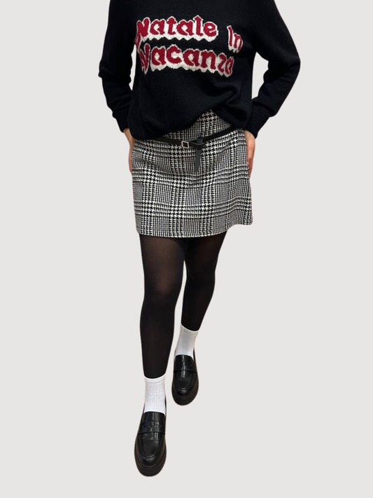SAIPH - Gonna a quadri burro e nero con cintura in vita