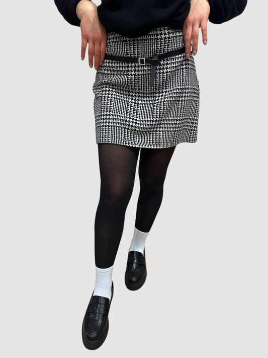 SAIPH - Gonna a quadri burro e nero con cintura in vita