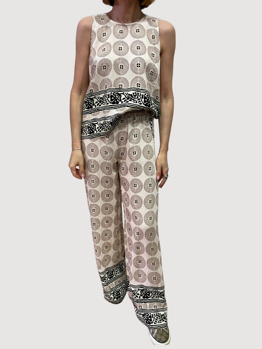 HAVEONE - Pantalone a palazzo dritto in misto viscosa in fantasia