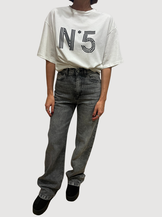 HAVEONE - Jeans London a palazzo dritto grigio