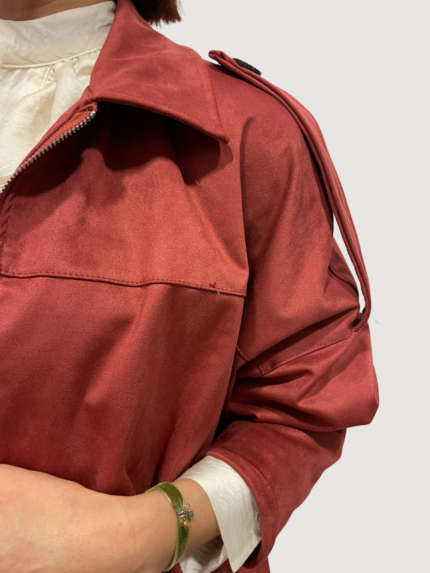 SAIPH - Bomber color coccio in eco camoscio con colletto e zip