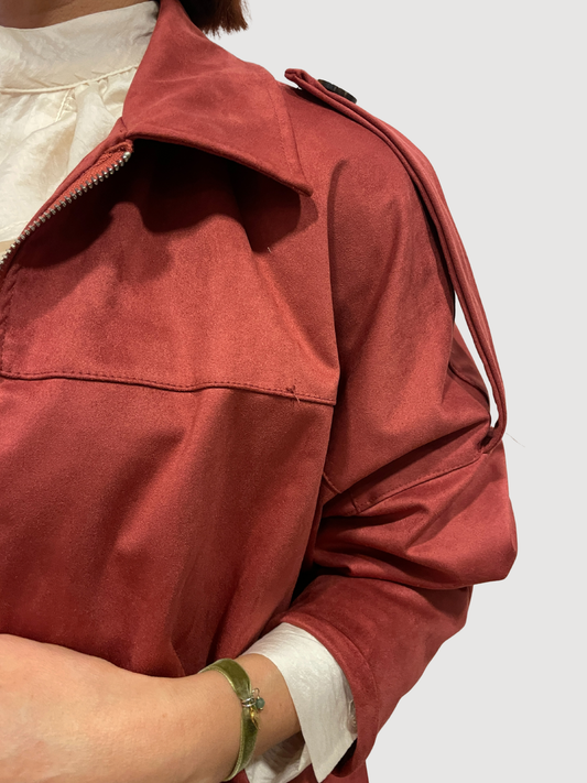 SAIPH - Bomber color coccio in eco camoscio con colletto e zip