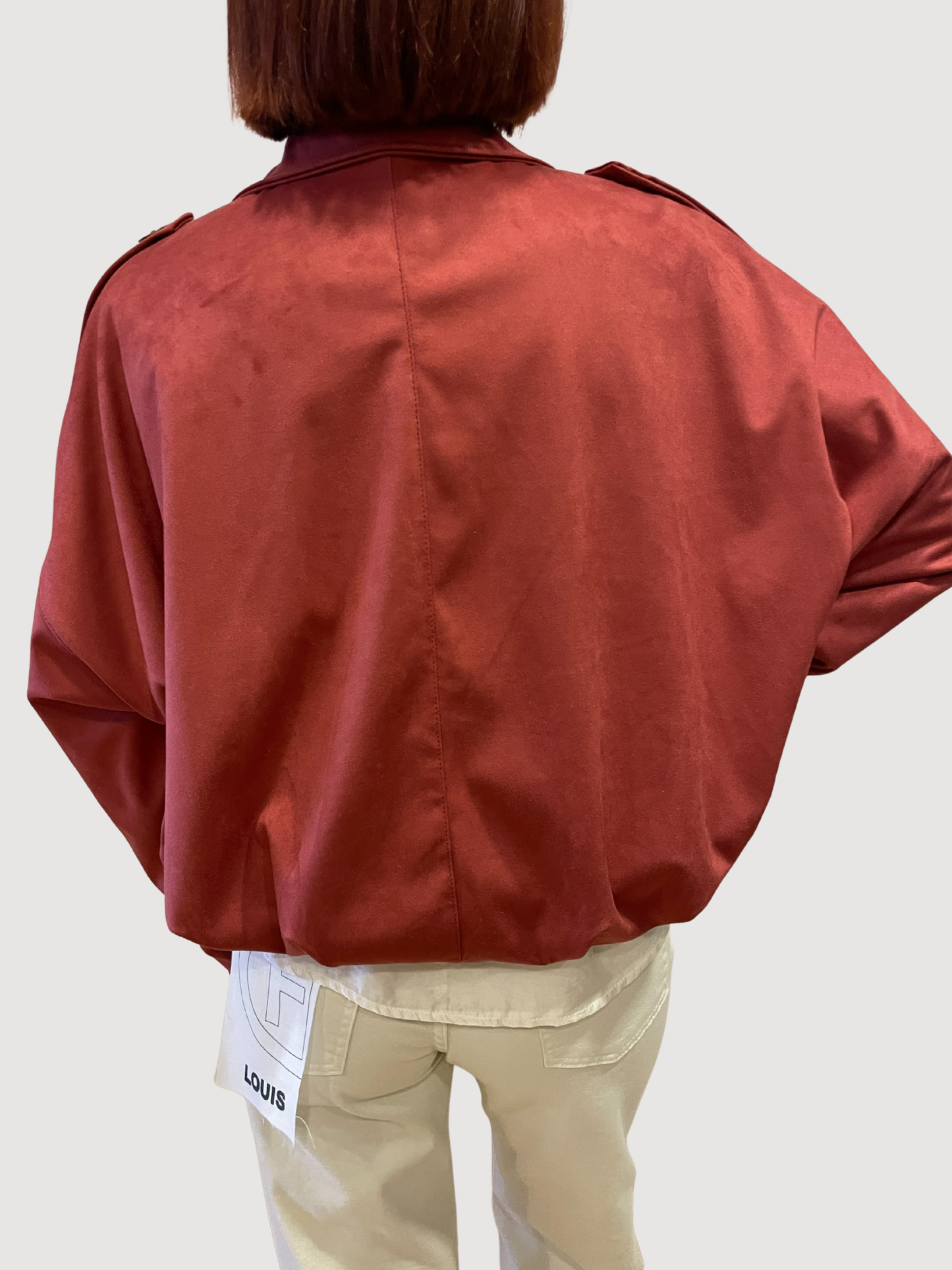 SAIPH - Bomber color coccio in eco camoscio con colletto e zip