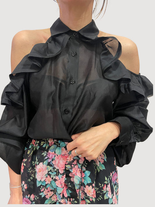 VICOLO - Camicia con effetto cut out e volant - più colori