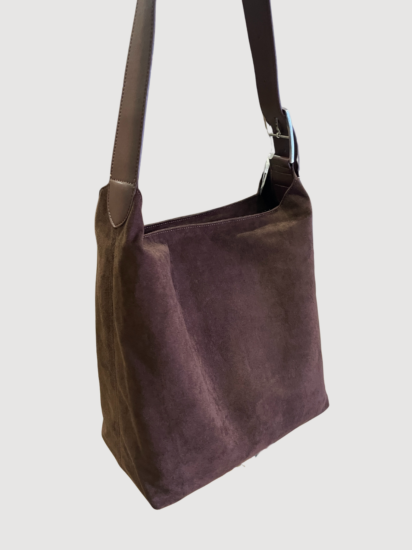 Borsa in suede gesso con pochette all'interno - più colori