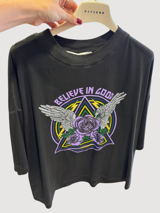 HAVEONE - T-shirt over grigio fumo con stampa - più colori