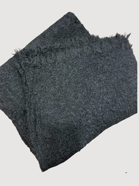 VICOLO - Sciarpa nera con frange con lana