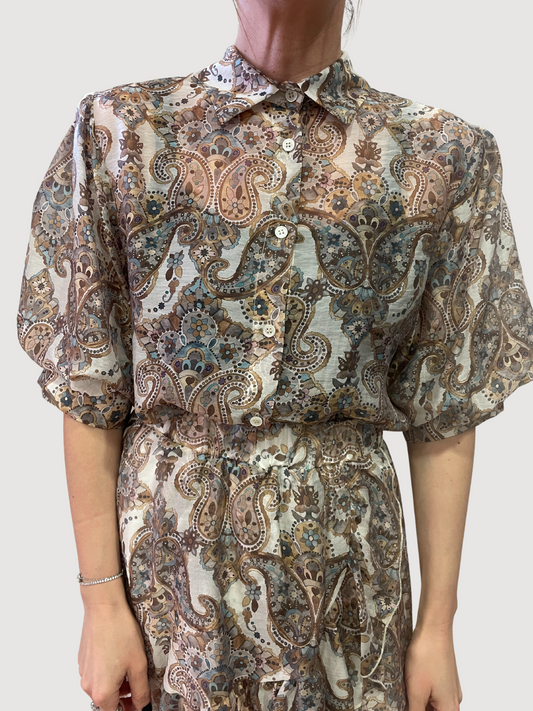 VICOLO - Camicia a fantasia con mezza manica a palloncino