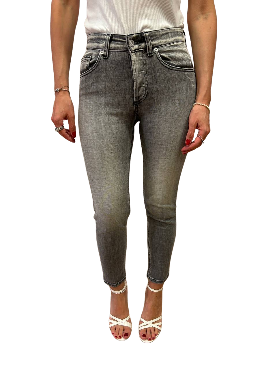 VICOLO - Jeans Daisy slim fit grigio alla caviglia