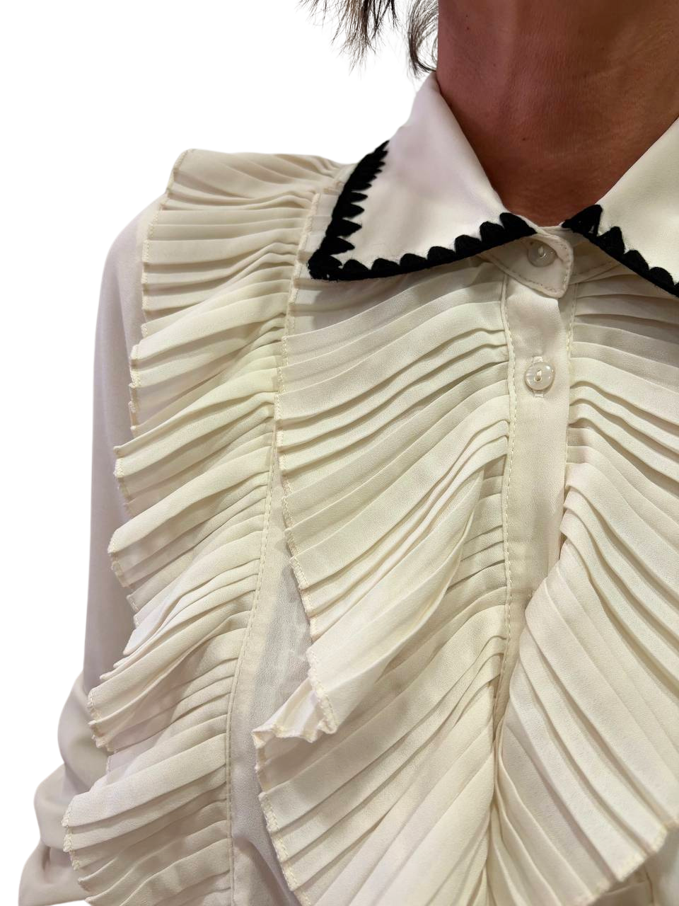 SOUVENIR PRIVE' - Camicia con volant e dettaglio colletto ricamato