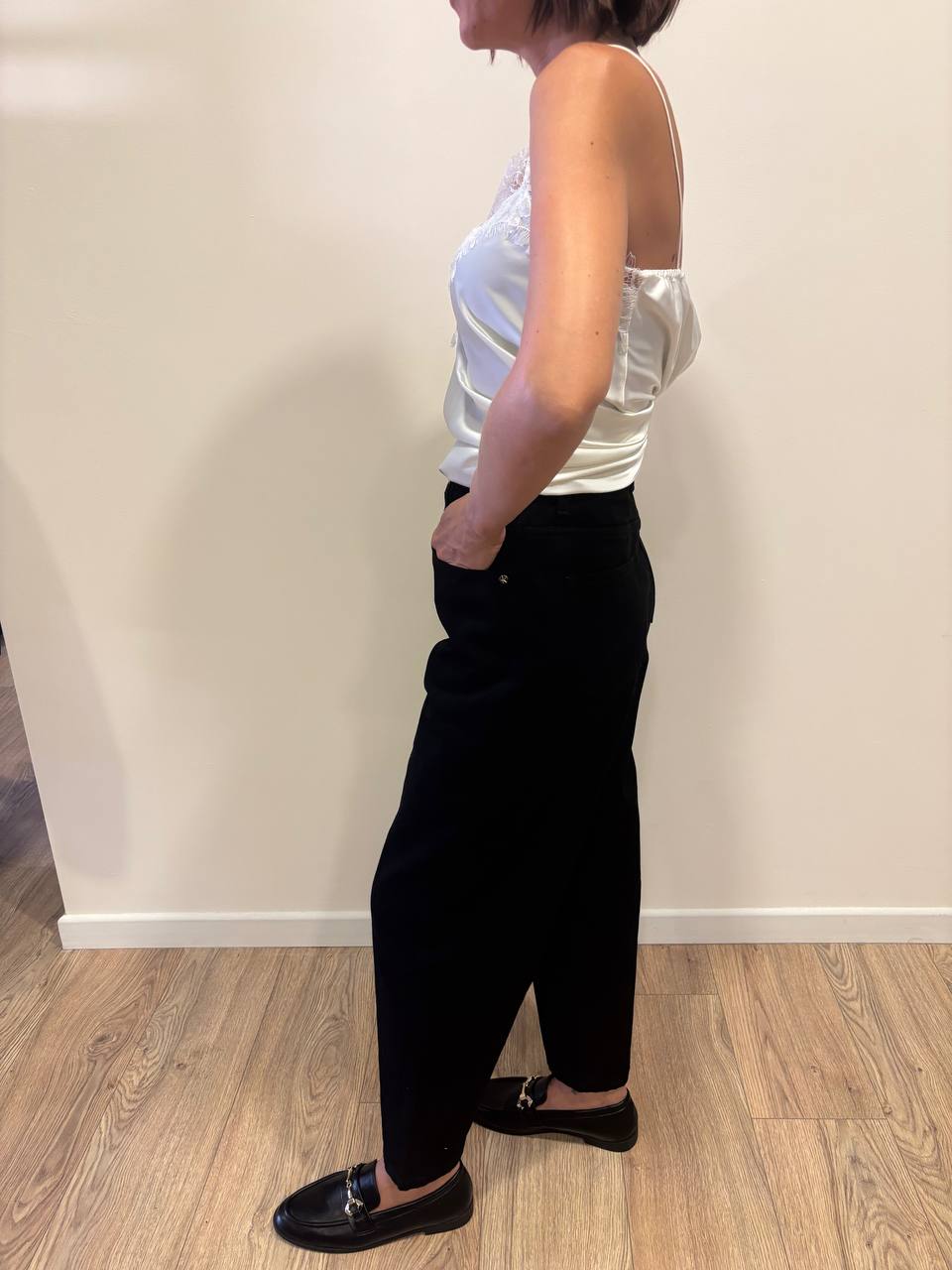 KAOS - Jeans baloon in cotone color nero