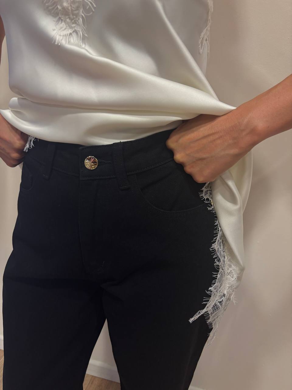KAOS - Jeans baloon in cotone color nero